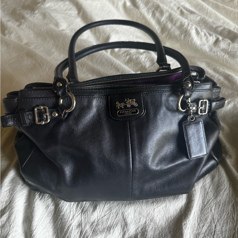 Coach Black Leather Satchel with Gold Hardware